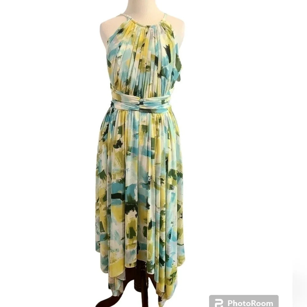 Women's London Times Floral Halter Ruched Dress